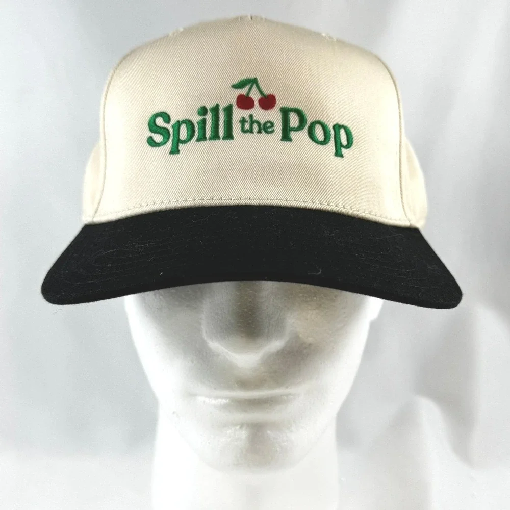 Spill the Pop Cherry Snapback Hat Otto Cap Cream Unisex Skater Urban Cherries